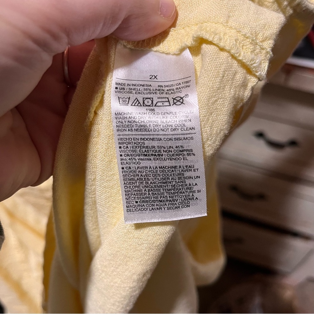 Old Navy Butter Yellow Linen Blend Midi Sweetheart Dress 2X - Picture 9 of 12